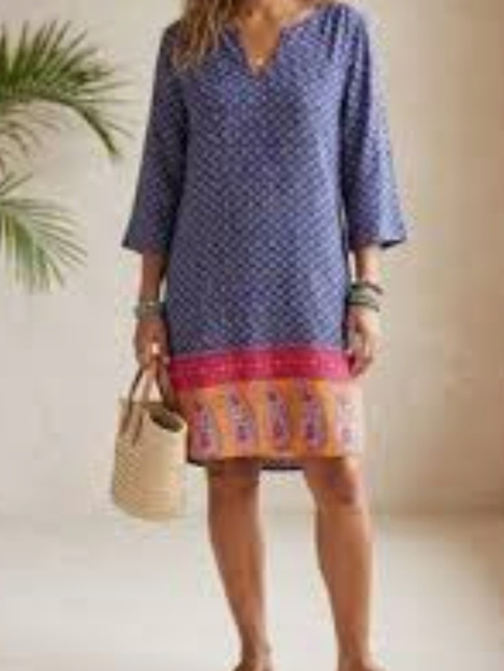 Faded Glory Blue Printed Midi Dress